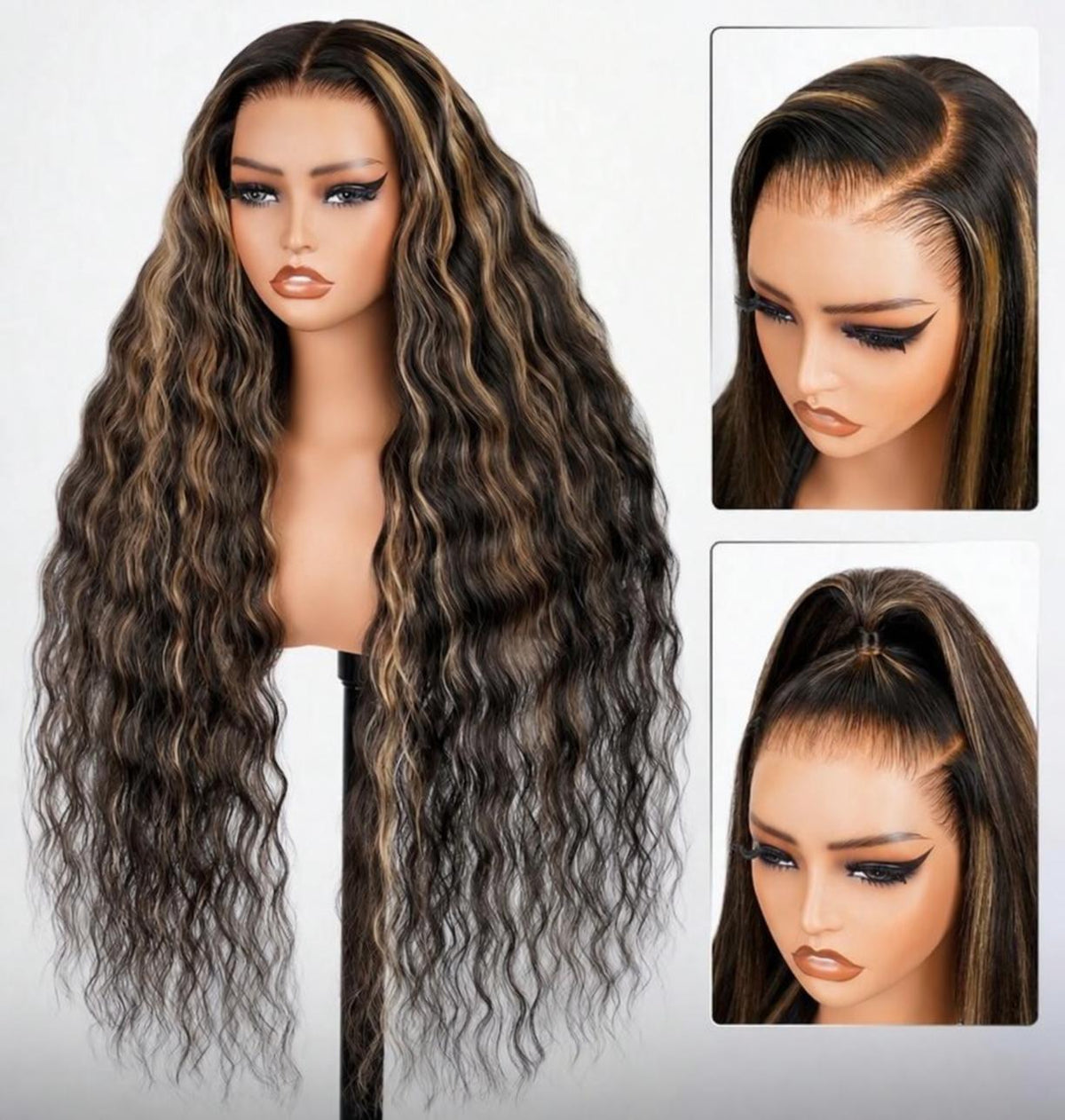 HANNY HAIR EXTENSIONS – 6x5 HD Invisible Wig | Color S1/4/27 Highlight | 100% Human Hair | Wavy