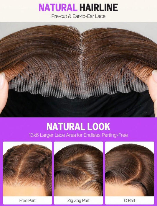 HD Lace 13x6 Wig – Ombre Brown | 100% Human Hair