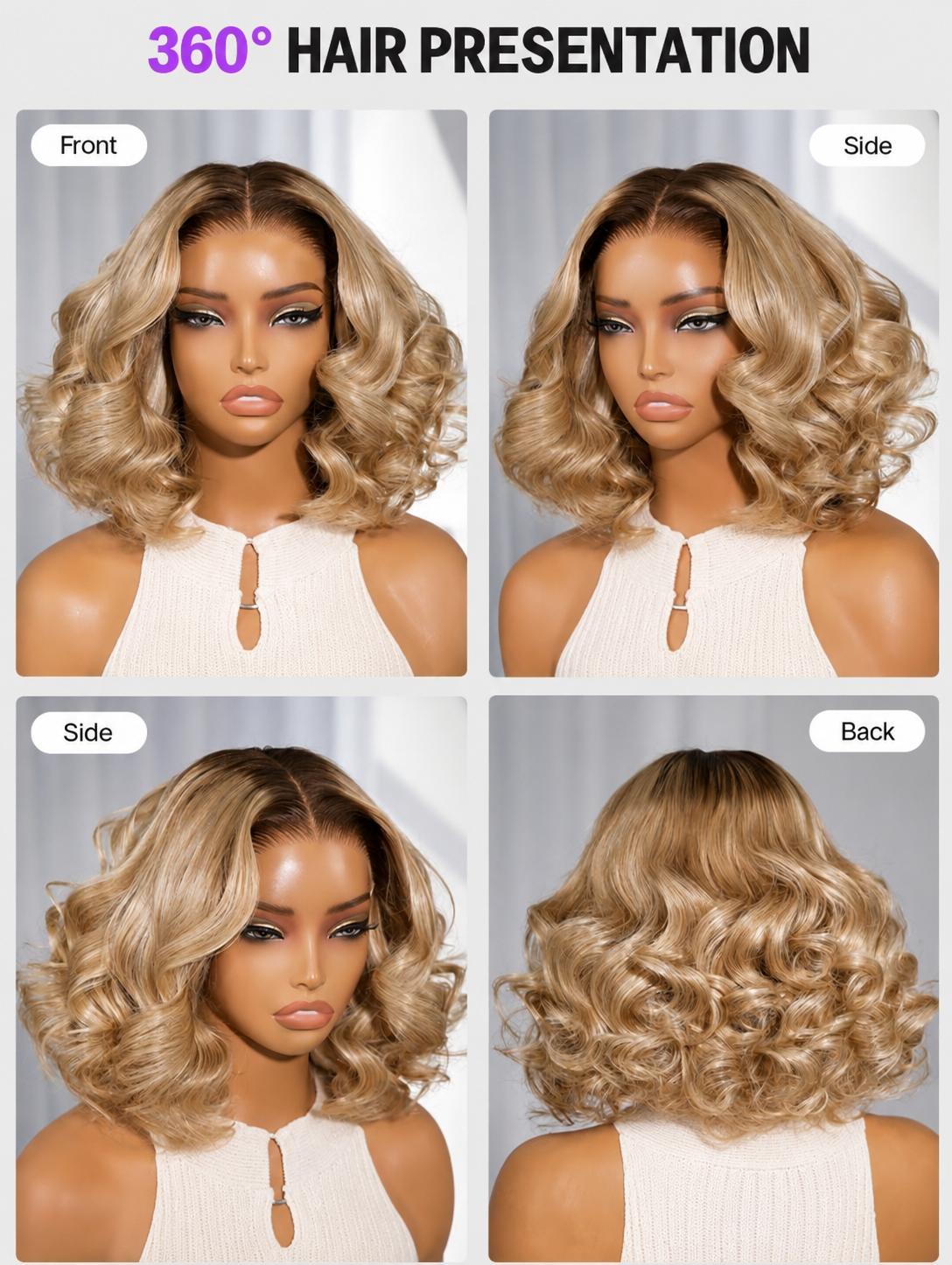 5x5 HD Lace Bob Wig – Blonde Balayage | 100% Human Hair
