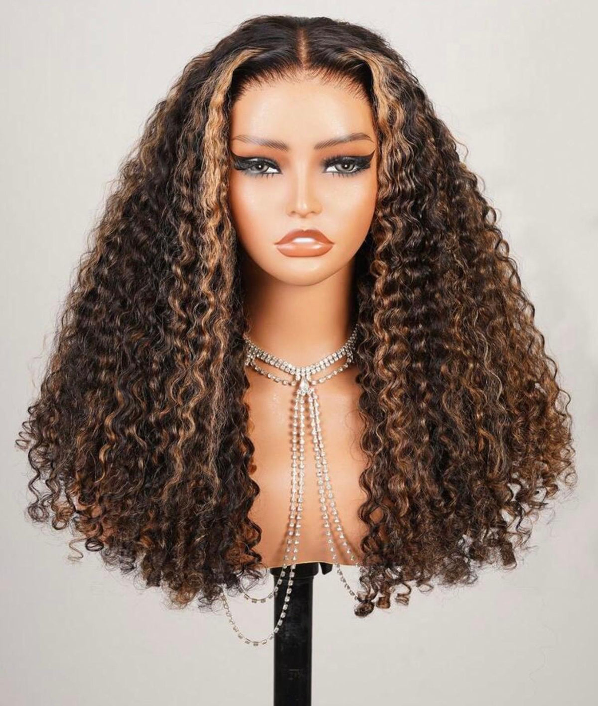 5x5 HD Invisible Lace Wig – Curly with Highlights | 100% Human Hair