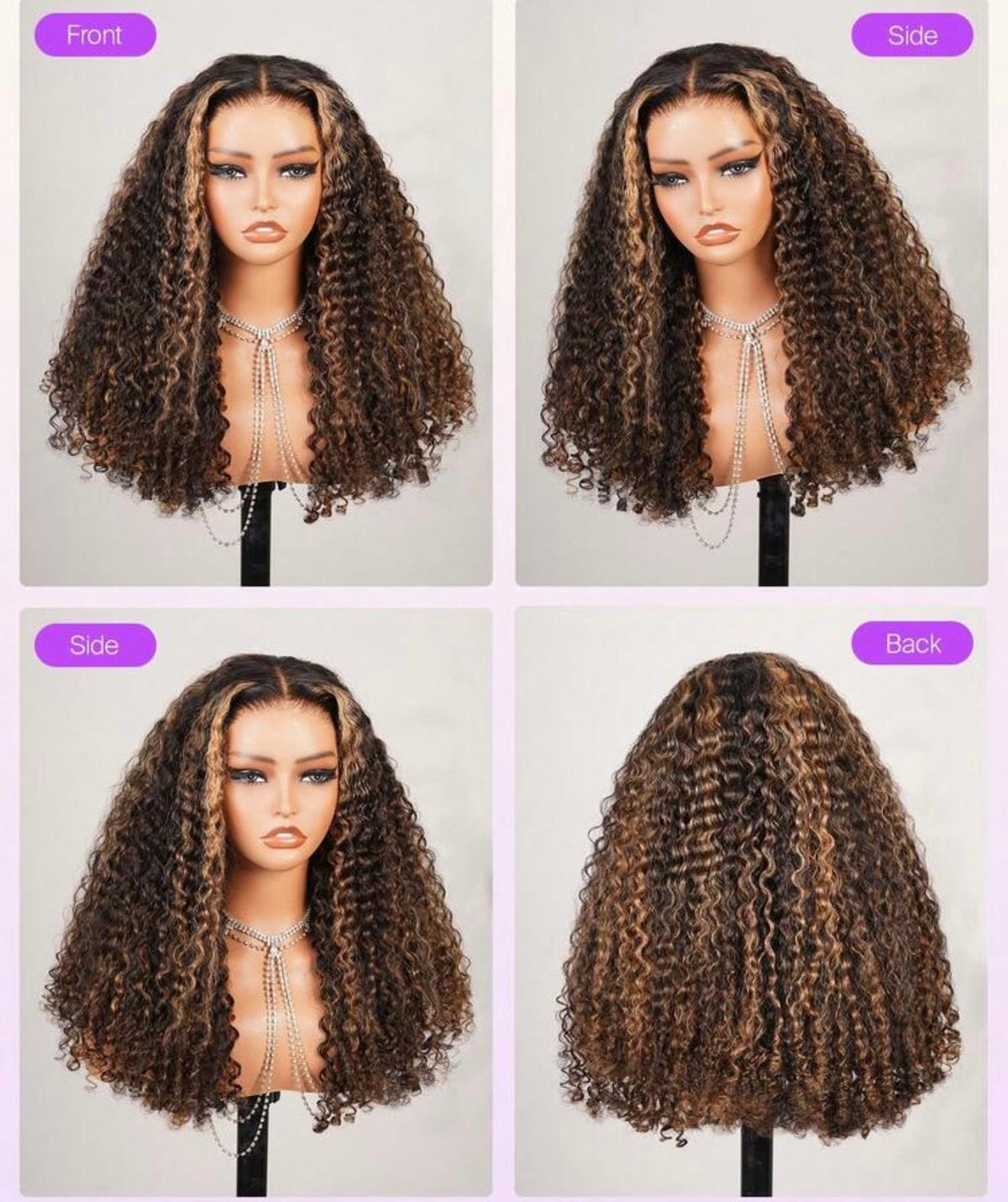 5x5 HD Invisible Lace Wig – Curly with Highlights | 100% Human Hair