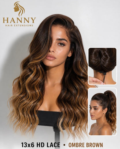 HD Lace 13x6 Wig – Ombre Brown | 100% Human Hair