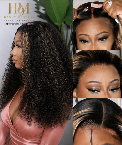 5x5 HD Invisible Lace Wig – Curly with Highlights | 100% Human Hair