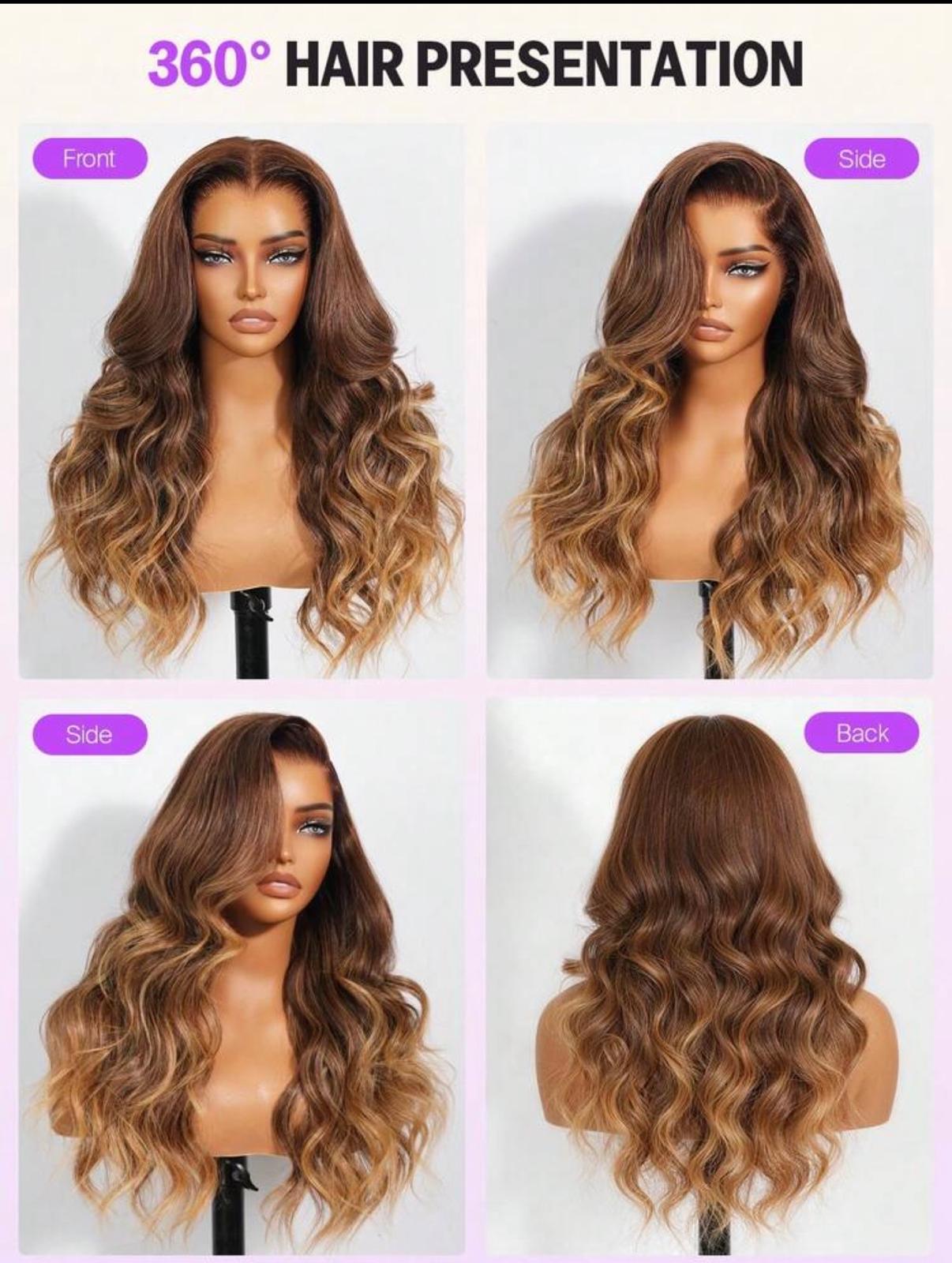 HD Lace 13x6 Wig – Ombre Brown | 100% Human Hair