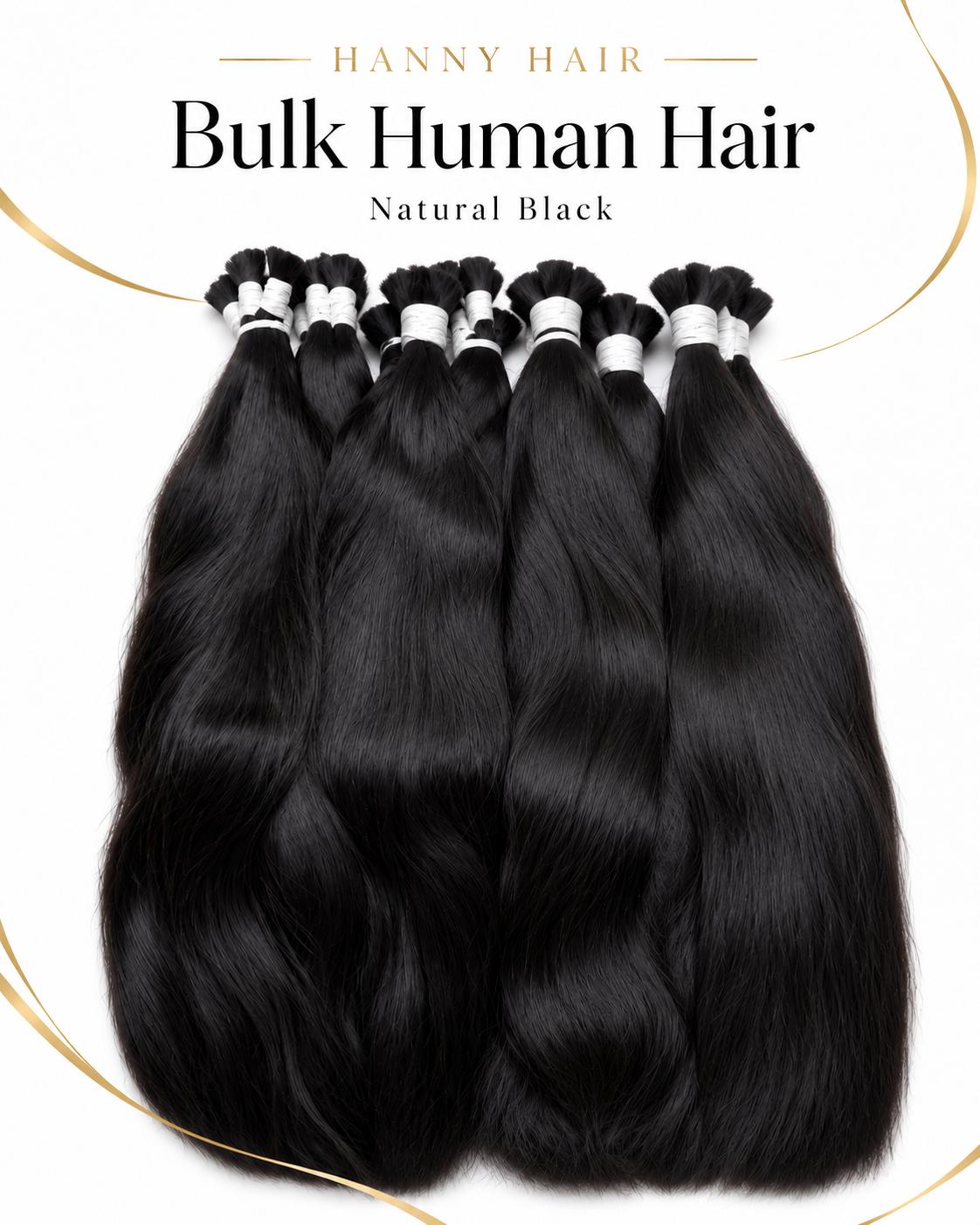 HANNY HAIR – Virgin Bulk Human Hair | Natural Black