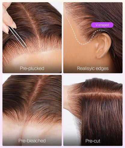 HANNY HAIR EXTENSIONS – 6x5 HD Invisible Frontal Wig | Color S4 / #4 | 100% Human Hair | Wavy