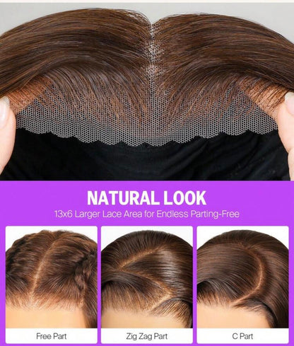HANNY HAIR EXTENSIONS – 6x5 HD Invisible Frontal Wig | Color S4 / #4 | 100% Human Hair | Wavy