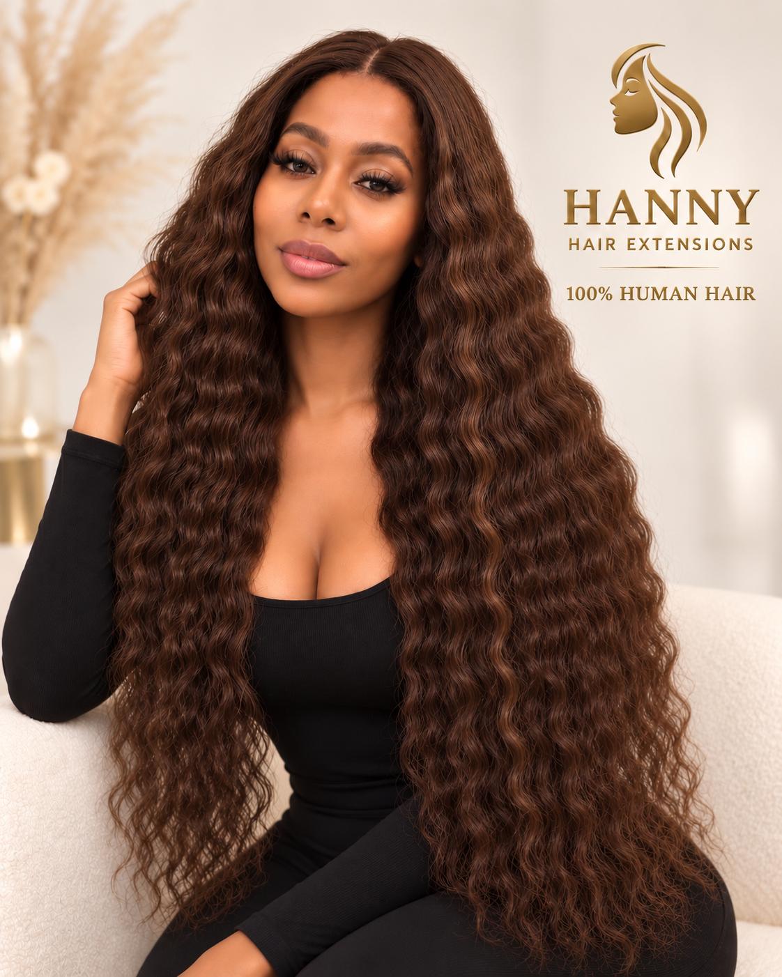 HANNY HAIR EXTENSIONS – 6x5 HD Invisible Frontal Wig | Color S4 / #4 | 100% Human Hair | Wavy