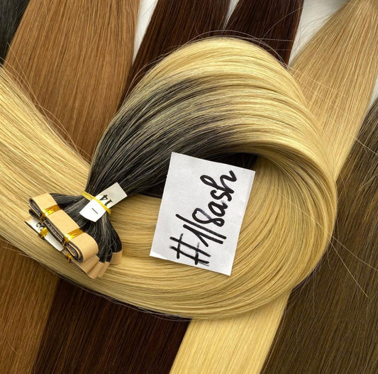 Long Tail Invisible Hair Extensions – #1/60 Ash | 100% Human Hair