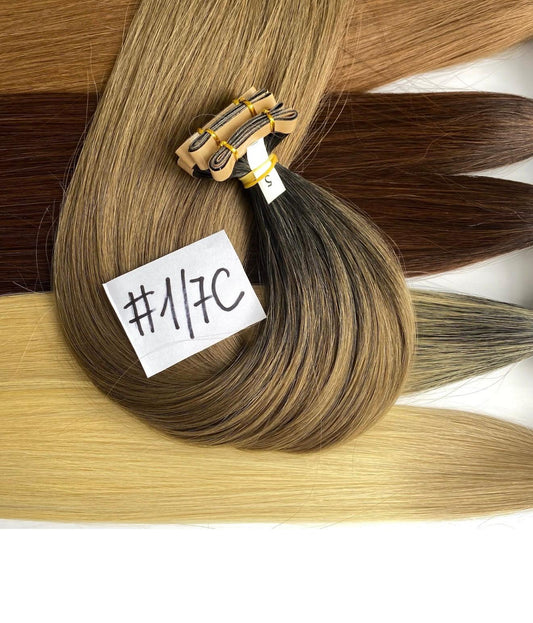 Long Tail Invisible Hair Extensions – #1/7C | 100% Human Hair